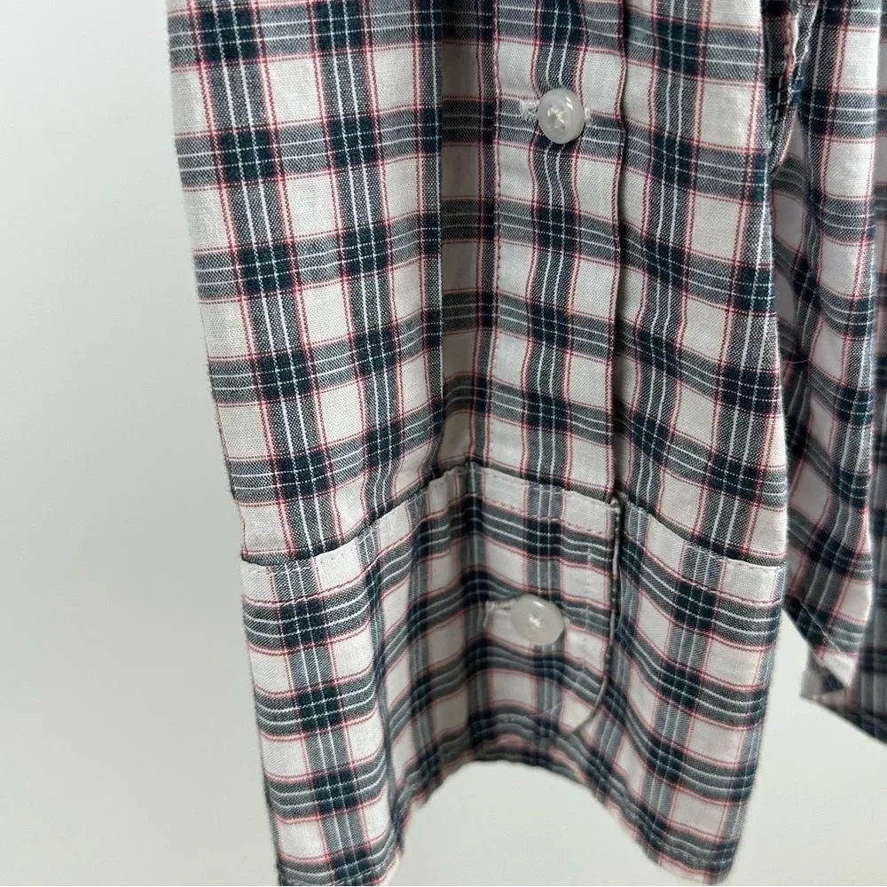 J.Crew Men’s SZ L Cotton Elastane Plaid Button Shirt Blue White Red Long Sleeve